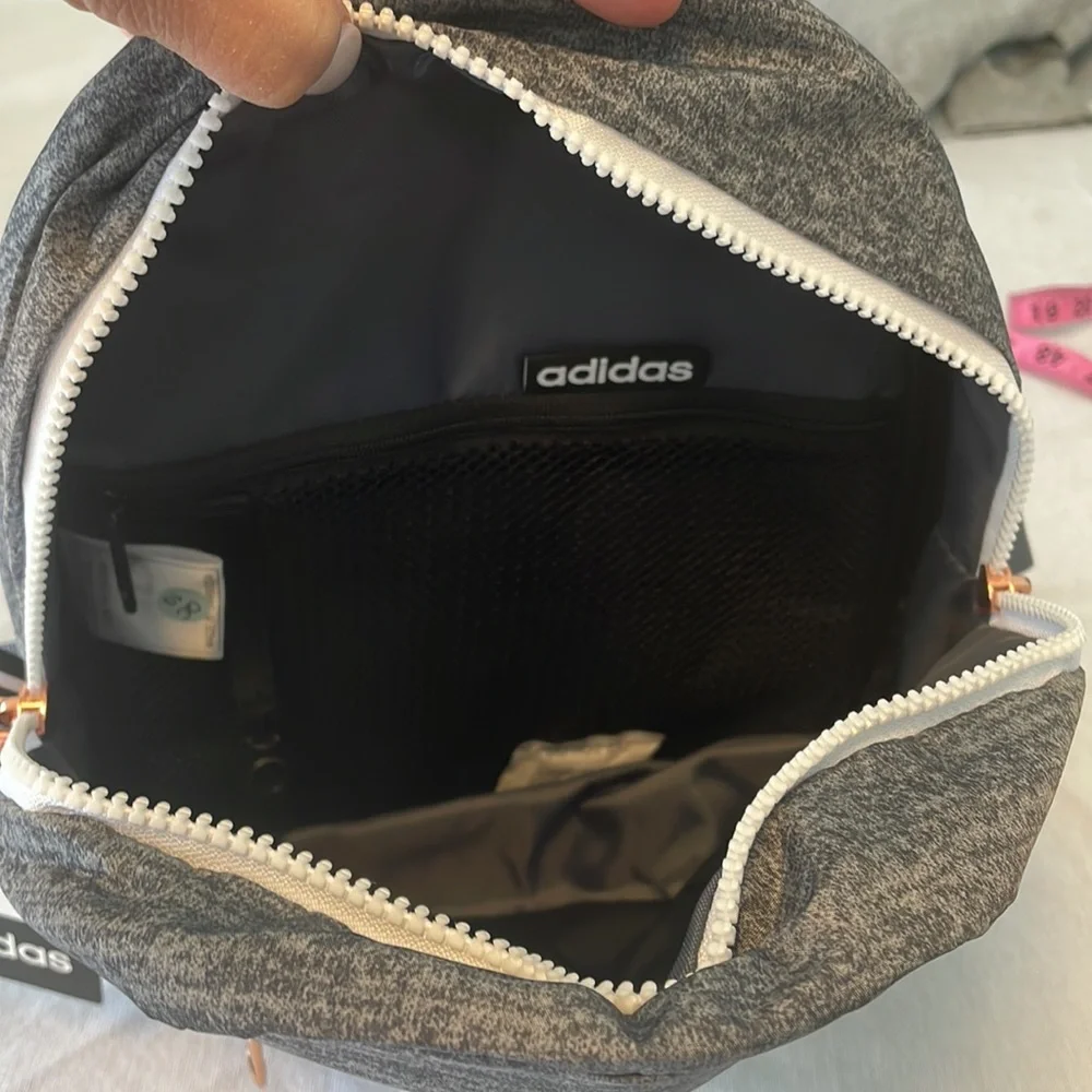 NWT Adidas Linear Mini Backpack grey/white